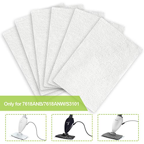 Product Cover LIGHT 'N' EASY S3101 Original 6 Pack Cleaning 7618ANB/7618ANW/S3101/7326 Steam Cleaner Microfiber Washable Floor Mop Replacement Pads,White