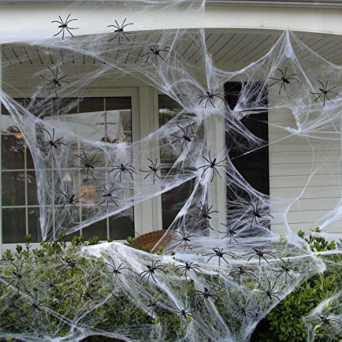 Product Cover Dazonge Fake Spider Web (32 Extra Spiders) for DIY Halloween Decorations Indoor/Outdoor
