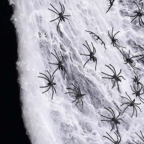 Product Cover Joyseller 1000sqft Fake Spider Web Halloween Decorations (60 Extra Spiders) for Indoor and Outdoor