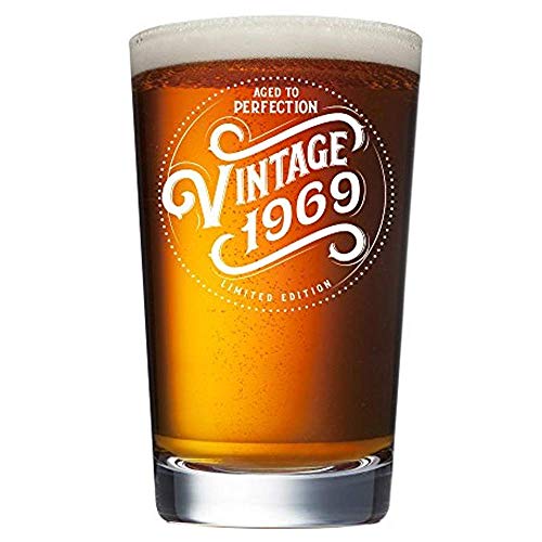 Product Cover 1969 51st Birthday Gifts for Men and Women Beer Glass - 16 oz Funny Vintage 51 Year Old Pint Glasses for Party Decorations - Anniversary Gift Ideas for Dad, Mom, Husband, Wife - Best Craft Beers Mug