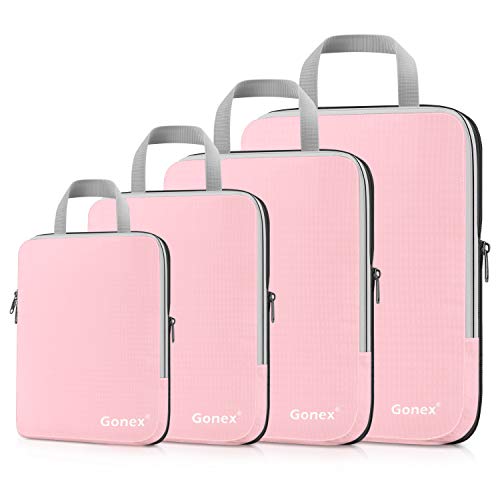 Product Cover Gonex Compression Packing Cubes Set, Expandable Packing Organizers 4pcs(Pink)