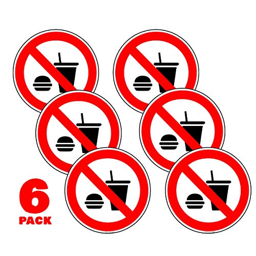 Product Cover No Eating No Drinking Stickers 2 in. Car Window Door Decal Pack of 6 I Ideal for Taxis and Rental Vehicles