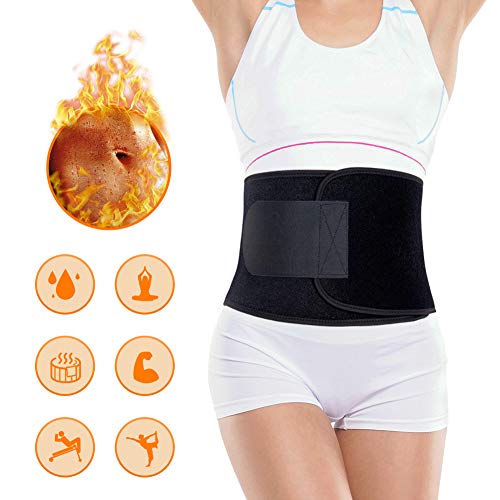 Product Cover Portzon Waist Trimmer for Men & Women, Neoprene Stomach Wrap, Exercise & Fitness Waist Belt Adjustable Slimmer Body Shaper