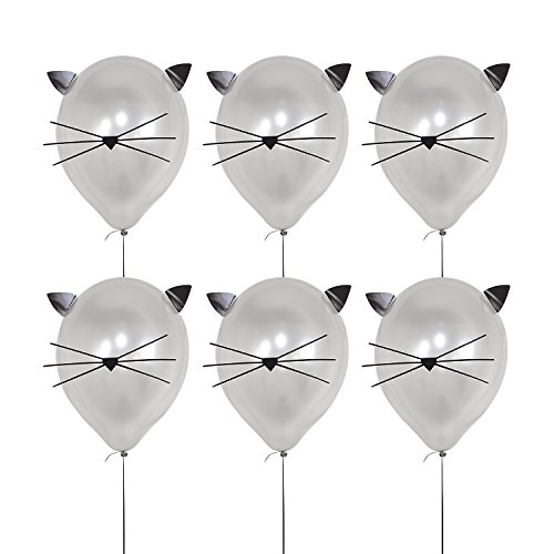 Product Cover 12 inch Party Latex Balloons ,DIY Cat Balloons Large Silver Balloons for Cat Birthday Party Decoration Supplies,Kitty Balloons Cat Theme Party Decorations Supplies(6 Pack)