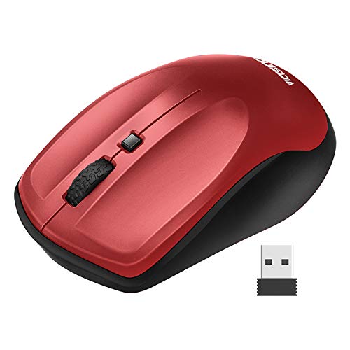 Product Cover VicTsing Wireless Mouse for Laptop, Portable Ergonomic Mouse- Match Your Hand Better, 3 Adjustable DPI Levels, Power On-Off Switch, Up to 18 Months Battery Life, USB Computer Mouse for Both Hand-Red