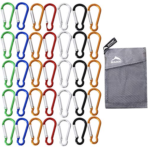 Product Cover 35 Pack Carabiner Clip Keychain Mini Carabiner Strong Small Carabiner Spring Aluminum Carabiner Outdoor Caribeaners Camping Hiking Hook Traveling Backpack Accessories Random Colors Mixed