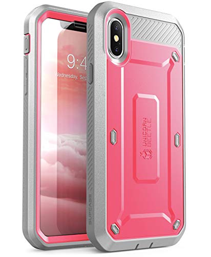 Product Cover SUPCASE [Unicorn Beetle Pro Series] Full-Body Rugged Holster Case Cover with Built-in Screen Protector for iPhone Xs / iPhone X (Pink)