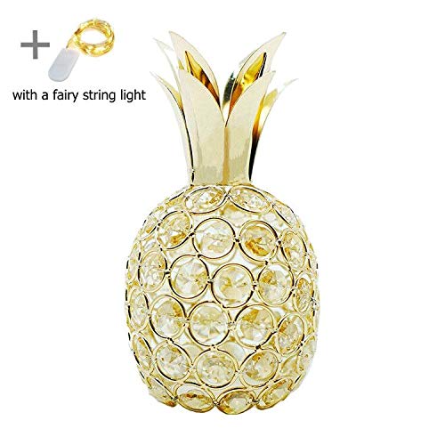 Product Cover Gold Pineapple Figurine, Artificial Fruit Ornament Table Decor, Crystal Pineapple Ornament