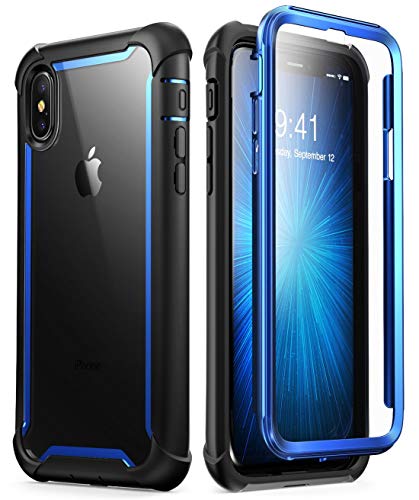 Product Cover i-Blason Ares Full-Body Rugged Clear Bumper Case for iPhone Xs Max 2018 Release, Blue, 6.5