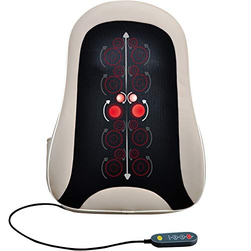 Product Cover Shiatsu Portable Back Massager Cushion - Kneading Heated Massage Chair Pad | Relieves Back Pain and Muscle Soreness | Cordless & Rechargeable for Car, Home or Office Use