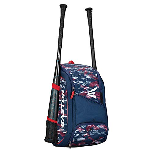 Product Cover EASTON GAME READY Bat & Equipment Backpack Bag | Baseball Softball | 2020 | Stars & Stripes | 2 Bat Pockets | Vented Main Compartment | Vented Shoe Pocket | Zippered Valuables Pocket | Fence Hook