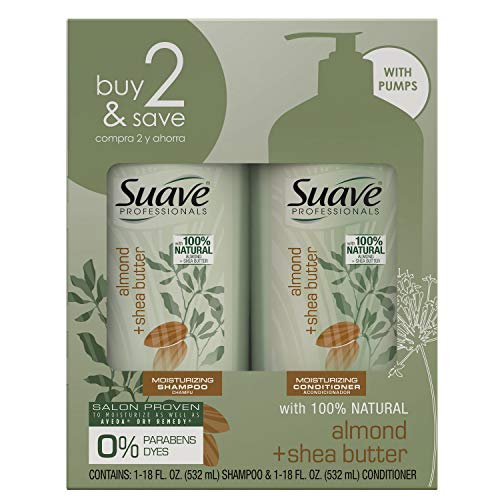 Product Cover SUAVE HAIR Professionals Almond + Shea Butter Moisturizing Shampoo And Conditioner, 36 Fl Oz (packaging may vary)