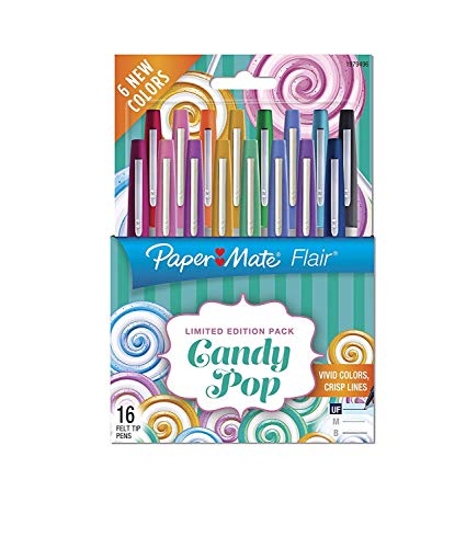 Product Cover Paper Mate Flair Felt Tip Pens, Ultra Fine Point, Assorted Candy Pop Colors, 16 Count