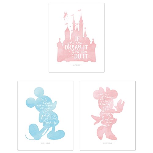 Product Cover Summit Designs Disney Castle Mickey Minnie Wall Decor - Set of 3 (8x10) Poster Photos
