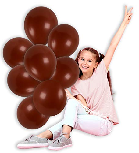 Product Cover Treasures Gifted Brown Solid 12 Inch Thick Latex Balloon Bulk Pack of 72 and 65 Yards Curling Ribbons Party Supplies for Sports Events Brown Bear Birthday Decoration