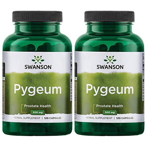 Product Cover Swanson Pygeum Prostate Support Urinary Tract Health Men Herbal Supplement 100 mg Pygeum Extract (6.5% phytosterols) with 400 mg Powdered Bark 120 Capsules (2 Pack)