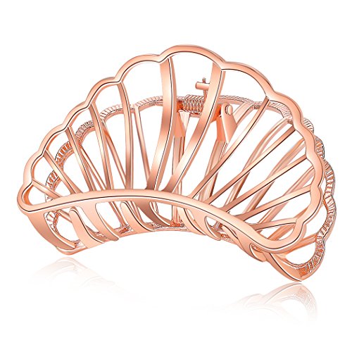 Product Cover Fan-Rose Gold: Accglory Metal Claw Vintage Hair Clamp For Women Girls, Rose Gold (Fan-Rose Gold)