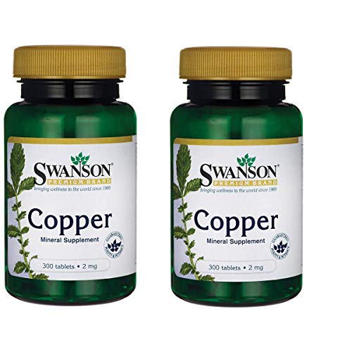 Product Cover Swanson Copper Antioxidant Immune System Red Blood Cell Support Mineral Supplement (Copper chelate) 2 mg 300 Tabs (2 Pack)