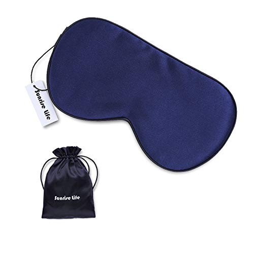 Product Cover Sunrise Life 100% Silk Eye Mask for Sleeping, Super-smooth Sleep Mask for Women Men Kids, Comfortable Eye Cover for A Full Night's Sleep, Perfect Light-proof, Pressure Free (Navy blue)