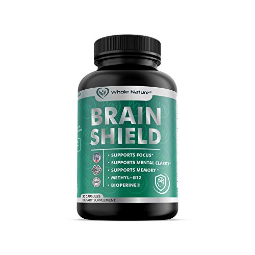 Product Cover Whole Nature Nootropics Brain Supplement: Brain Shield Nootropic Supplements with Ginkgo Biloba, Alpha GPC and Bacopa Monnieri for Anxiety and Stress Relief - Boost Focus, Energy, Memory - 30 Pills