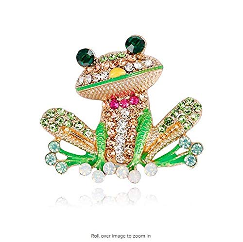 Product Cover Mimgo Frog Brooch Pins for Women Men, Enamel Rhinestone Colorful