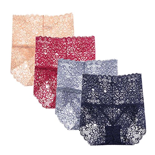Product Cover Femaroly Women Sexy Lace Underwear High Waist Tummy Control Panties Briefs