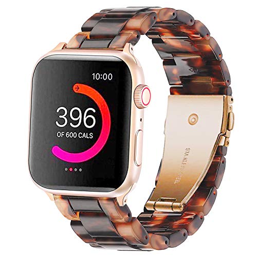 Product Cover Omter Band Replacement for Apple Watch 40mm 38mm Women Men Fashion Resin Band Bracelet Strap Compatible with iWatch Series 5/4,Series 3/2 /1(Tortoise-Tone 40mm 38mm)