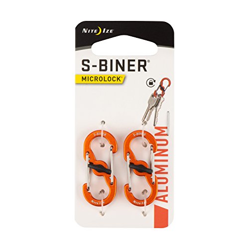 Product Cover Nite Ize S-Biner MicroLock, Locking Key Holder, 2-Pack, Aluminum, Orange