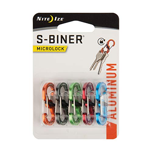 Product Cover Nite Ize S-Biner MicroLock, Locking Key Holder, 5-Pack, Assorted Colors, Aluminum