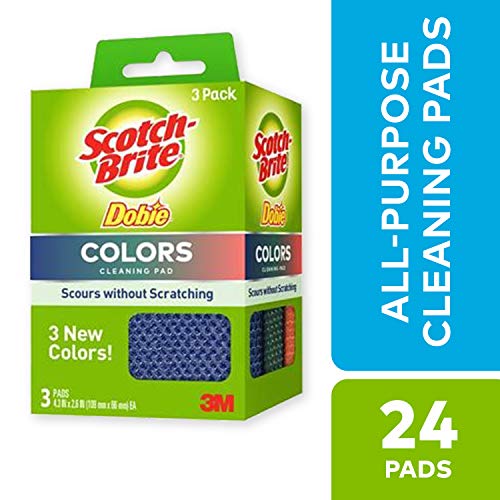 Product Cover Scotch-Brite Dobie Colors All-Purpose Cleaning Pads, Scours without Scratching, 24 Pads