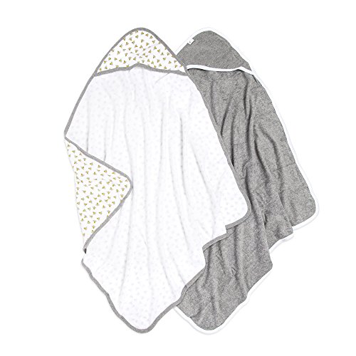 Product Cover Burt's Bees Baby - Hooded Towels, Absorbent Knit Terry, Super Soft Single Ply, 100% Organic Cotton (Honey Bee/Grey, 2-Pack)