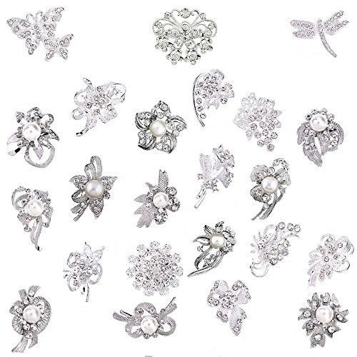 Product Cover Ezing Lot 24pc Shining Rhinestone Crystal Brooches Pins DIY Wedding Bouquet Kit