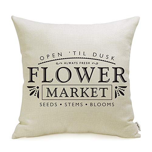 Product Cover Farmhouse Pillow Covers with Flower Market Quotes 18 x 18 Inch for Farmhouse Decor