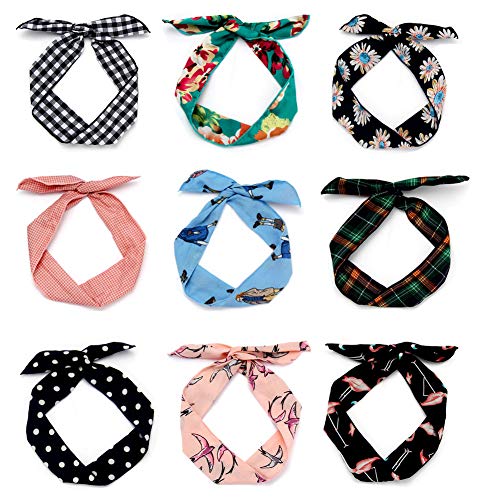 Product Cover 9 Pack Women's Headbands Headwraps Hair Bands Bows Iron Wire Girl Rabbit Ears Hair Accessories (Fashion Style)