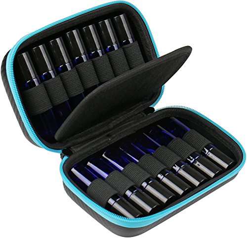 Product Cover Essential Oil Carrying Case Premium Hard Shell Protection for up to 14 Bottles - Perfect for Roller and Standard Bottles 5ml to 10ml - Great for Travel (Caribbean Blue)
