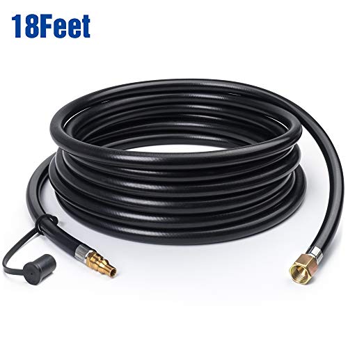 Product Cover GASPRO 18 FT Quick Connect Propane Hose for RV to Grill for Camp Chef Stove and Fire Pit- 3/8 Female Flare Fitting x 1/4 Full Flow Quick