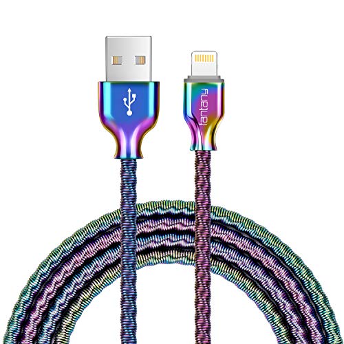 Product Cover Lightning Cable,Fantany Metal Coiled USB A to Lightning Charging Cable Compatible with iPhone XR,XS,XS Max,X 8 Plus,7 Plus,6,6s Plus,SE,iPad Mini,iPad Air,3.3 Feet,1 Pack