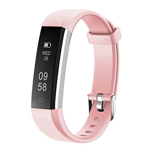 Product Cover Letsfit Fitness Tracker, Slim Activity Tracker with Heart Rate Monitor, Pedometer Watch, Sleep Monitor, Step Counter, Calorie Counter, Waterproof Fitness Band for Kids Women and Men (Pink) (Pink)