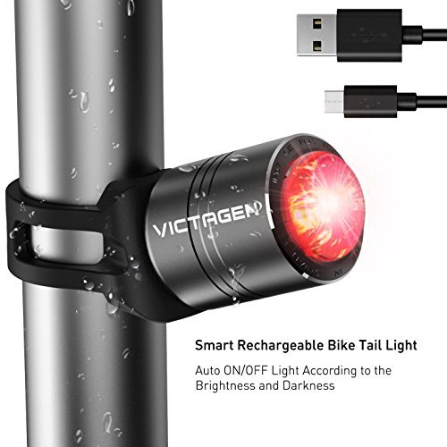 Product Cover victagen Smart USB Rechargeable Bike Tail Light, Helmet Light, Auto on-Off According to Brightness Movement, IPX6 Waterproof LED Bicycle Taillight Cycling Safety, Rear Bike Light