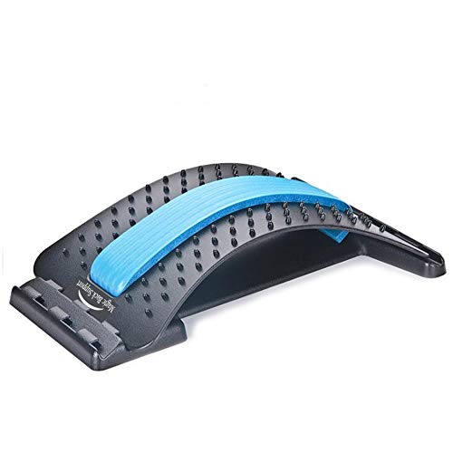 Product Cover Back Stretching Device,Back Massager for Bed & Chair & Car,Multi-Level Lumbar Support Stretcher Spinal, Lower and Upper Muscle Pain Relief(Black/Blue)