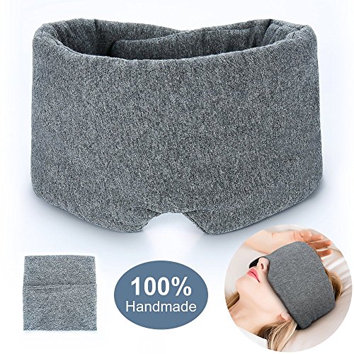 Product Cover 100% Handmade Cotton Sleep Mask Blackout - Comfortable & Breathable Eye Mask for Sleeping Adjustable Blinder Blindfold Airplane with Travel Pouch - Best Night Companion Eyeshade for Women Men Kid
