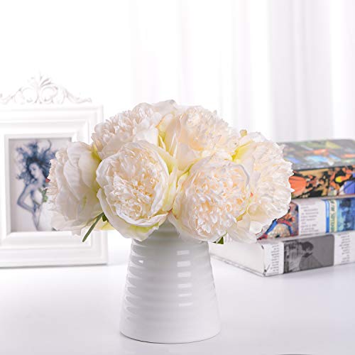 Product Cover Lvydec Vintage Peony Artificial Flowers - 2 Pack Silk Peony Bouquet with 10 Flower Heads for Wedding Home Decoration (Cream White)