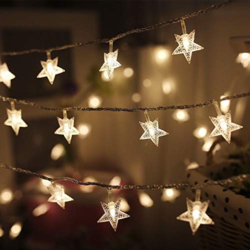 Product Cover Twinkle Star 100 LED 49 FT Star String Lights, Plug in Fairy String Lights Waterproof, Extendable for Indoor, Outdoor, Wedding Party, Christmas Tree, New Year, Garden Decoration, Warm White