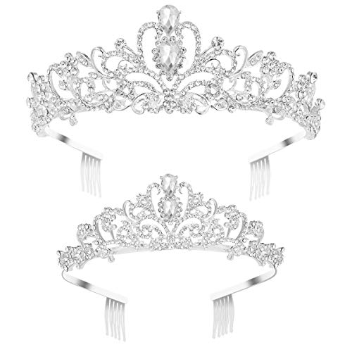 Product Cover Frcolor 2 Pack Rhinestone Tiara Crown Headband, Crystal Princess Crown Tiara with Comb Wedding Bridal Birthday Party Tiaras for Women and Girls