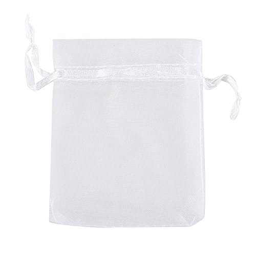 Product Cover Ankirol 50pcs Sheer Organza Favor Bags 12 X 15.7 INCH X Large Organza Drawstring Bags (White)