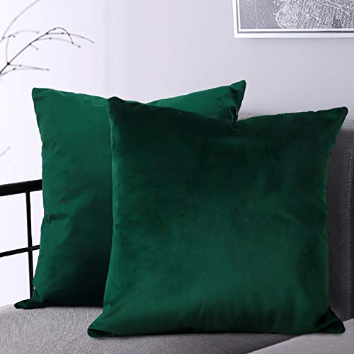 Product Cover BGment Soft Velvet Cushion Cover, Decorative Square Throw Pillow Case for Sofa Car, Bedroom, Living Room, 18x18 inch - Emerald Green