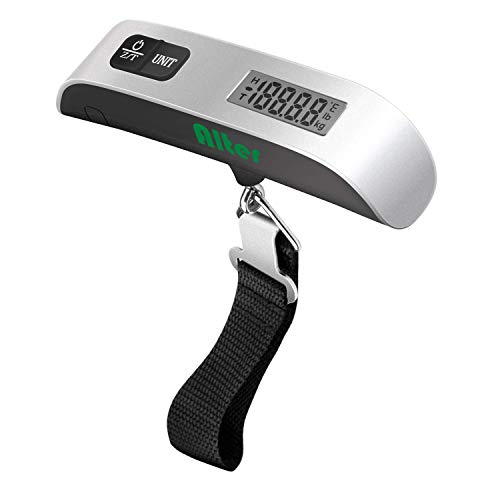 Product Cover Digital Hanging Luggage Scale, 110 Pounds, Rubber Paint, with Temperature Sensor and Tare Function,Silver, Battery Included