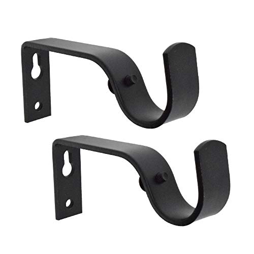 Product Cover GB HOME COLLECTION Curtain Rod Brackets, Black, Set of 2, Premium Steel Cafe Rod Bracket for Walls, Curtain Rod Holder