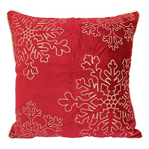 Product Cover Homey Cozy Embroidery Throw Pillow Cover, Merry Christmas Series Snow Flake Luxury Soft Fuzzy Cozy Warm Slik Gift Square Couch Cushion Pillow Case 20 x 20 Inch, Cover Only