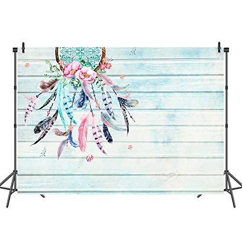 Product Cover Mehofoto Tribal Party Backdrop Shabby Chic Dreamcatcher Backdrops for Wedding Baby Shower Boho Wood Background 7x5ft Photo Studio Props